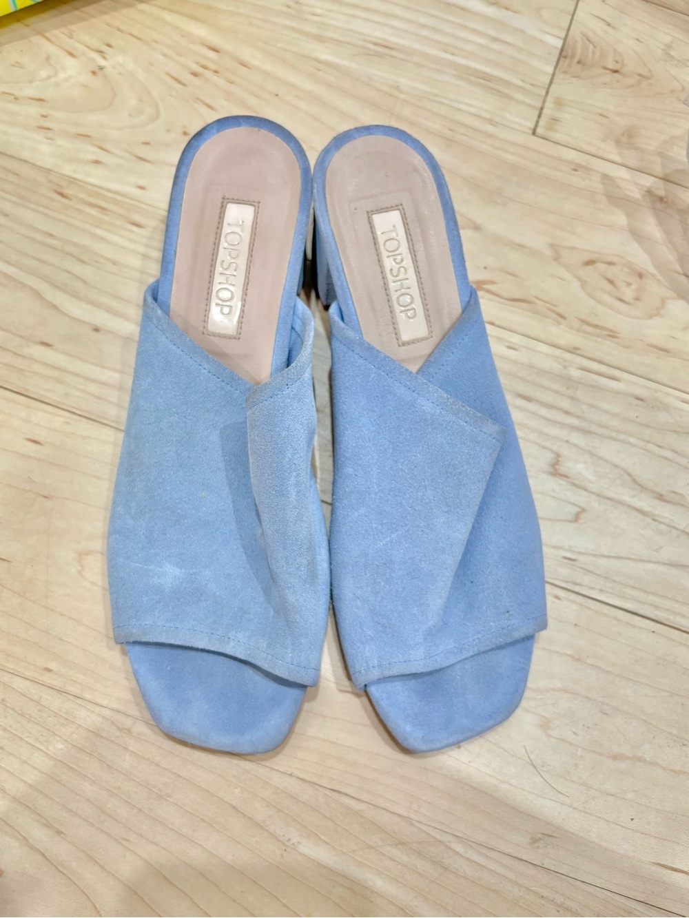 Topshop Powder Blue Suede Slip-On Mules